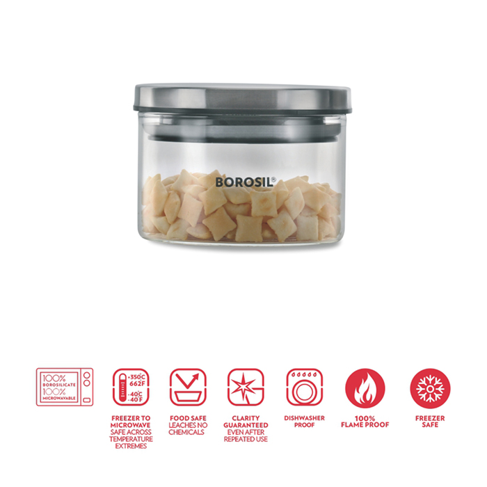 Borosil Classic Jar With Steel Lid 300Ml