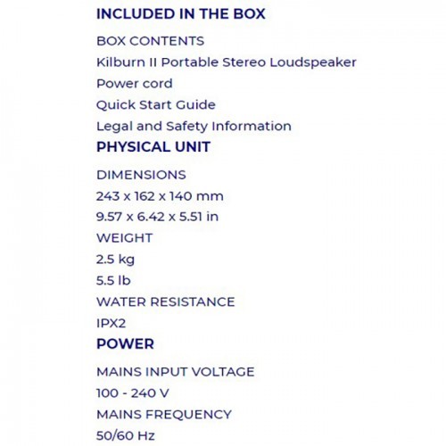 Marshall Kilburn BT II Portable Speaker Black Electronics