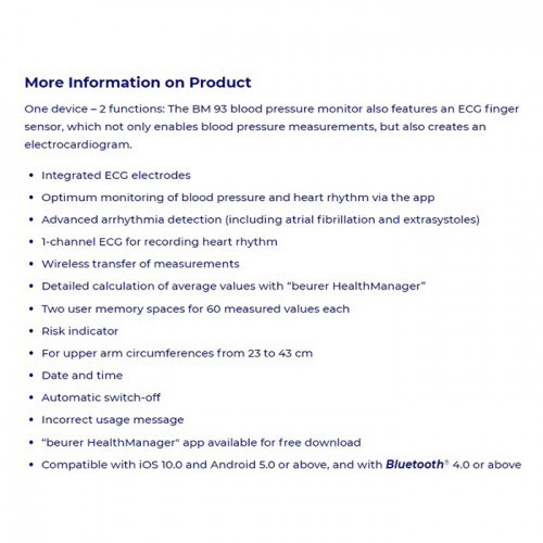 Beurer Bm93 BP Monitor ECG Function Health