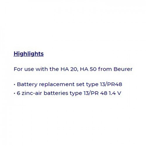 Beurer C50 641.04 Hearing Aid Battery 6 Batteries Health