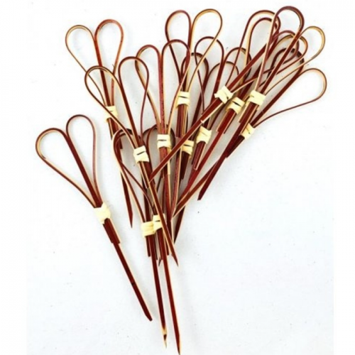 Bamboo Colored Heart Pick Skewers 12cm 100Pcs Disposables