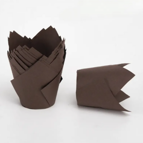 Retail Brown Cup Tulip Muffin Cups 500Mm 100pcs Disposables