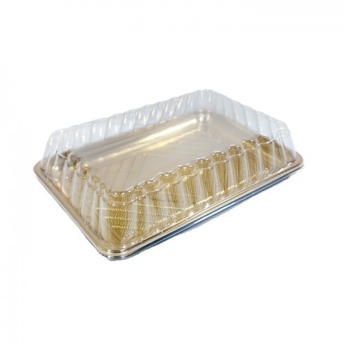 Golden Rect cake Sweet Container with Cover 32x22Cm 1x10pcs Disposables