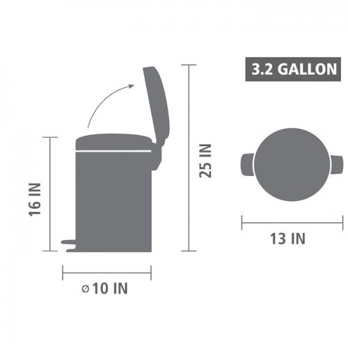 Brabantia Pedal Bin White Newclon 12L Bath Kitchen Hotel