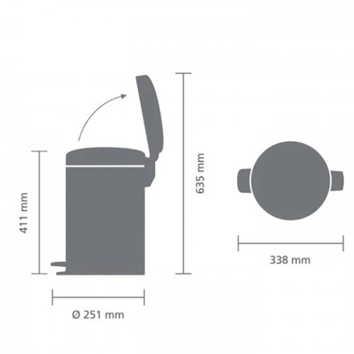 Brabantia Pedal Bin Newclon Matt Steel Finger print proof 12L Bath Kitchen Hotel