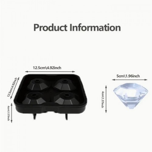 Ice Mould Silicon Diamond 4 slots 1Pc Kitchen Hotel Bar Party