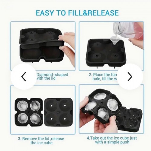 Ice Mould Silicon Diamond 4 slots 1Pc Kitchen Hotel Bar Party