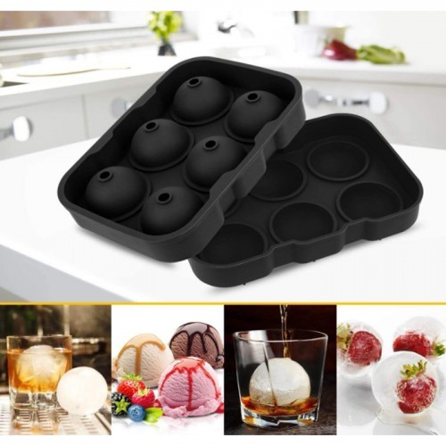 Ice Mould Silicon & Plastic Top Sphere 1Pc 6 slots 1Pc Kitchen Hotel Bar Party