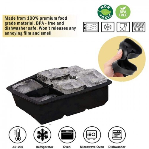 Ice Mould Silicon Square1Pc 6 slots 1Pc Kitchen Hotel Bar Party
