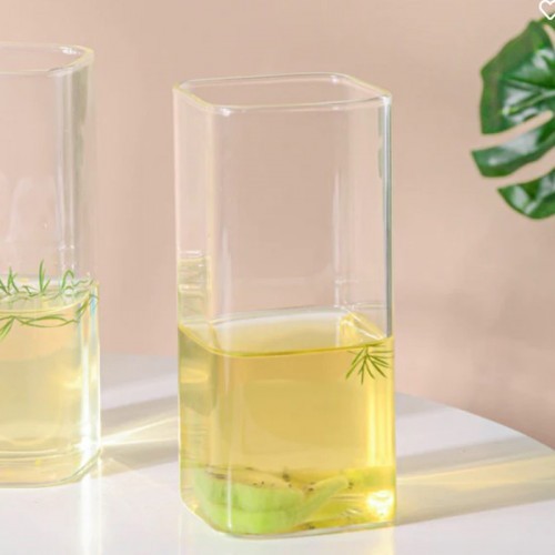 Tall Square Glass 1Pc 340Ml Party Kitchen Glassware Hotel