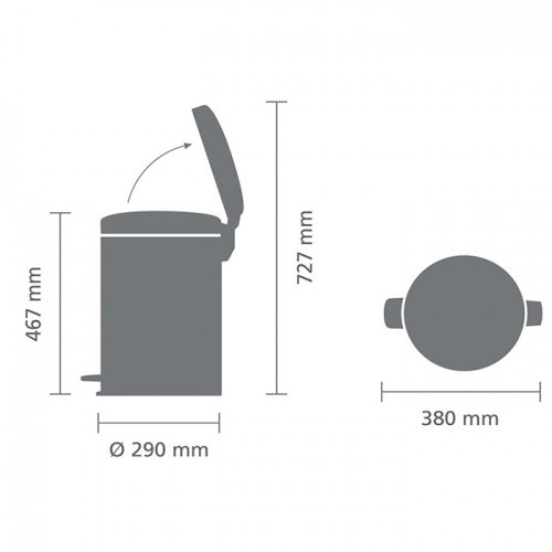 Brabantia Touch Top Bin Brilliant Steel 40L Bath Kitchen Hotel