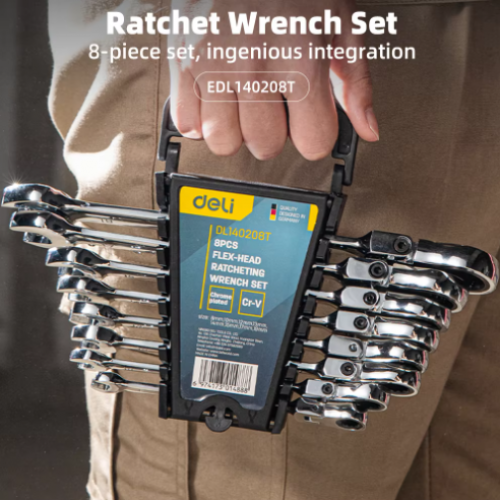 Deli Ratchet Dual-Use Wrench 8Pcs Set
