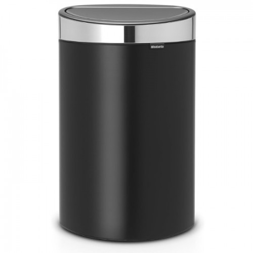Brabantia Touch Top Bin Matt Black Finger Print Proof Lid 40L Bath Kitchen Hotel