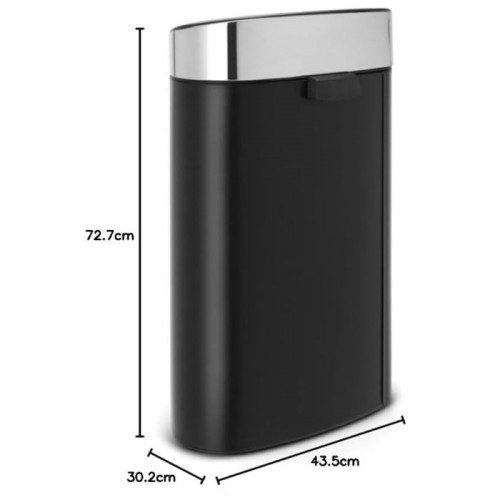 Brabantia Touch Top Bin Matt Black Finger Print Proof Lid 40L Bath Kitchen Hotel
