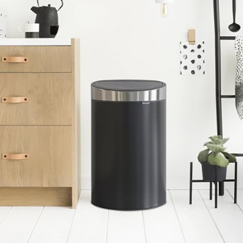 Brabantia Touch Top Bin Matt Black Finger Print Proof Lid 40L Bath Kitchen Hotel