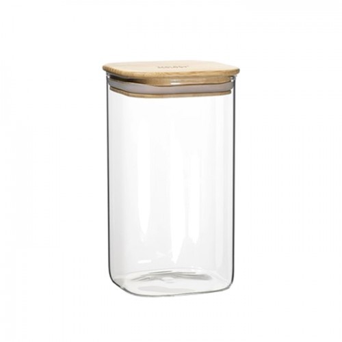 Cereal Jar Square Bamboo Lid 900Ml
