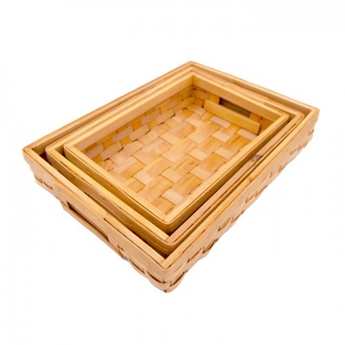 Bamboo Tray Basket 3pc set
