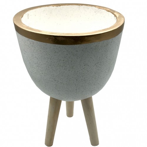 Easylife Fiberglass Planter Gold White Design 3pcs Set