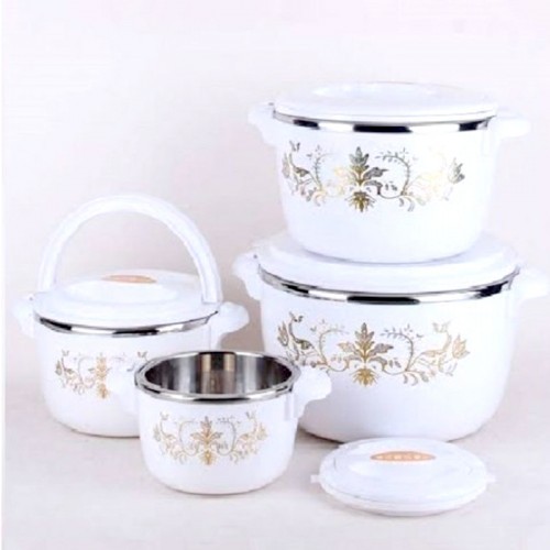 Hot Pot Set  White Design 4Pc