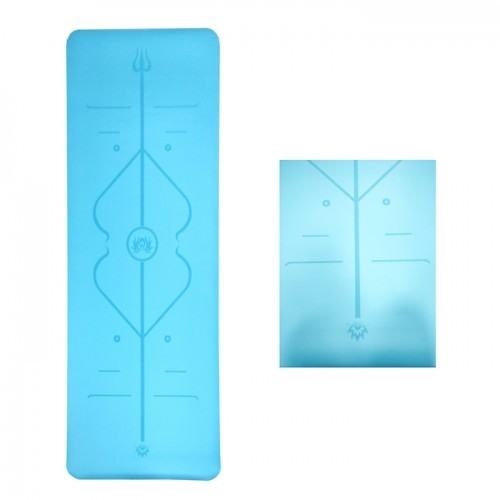 Yoga Mat Flower Design Light Blue 183Cm