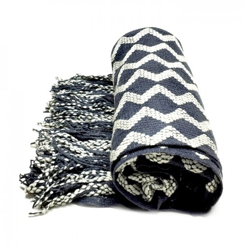 Sofa Throw ZigZag Black 130x170Cm