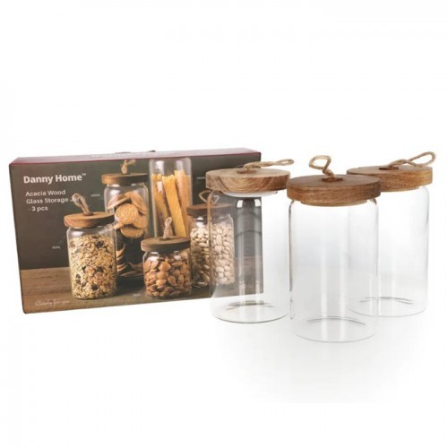 Glass storage Jar 3Pc Set 750Ml Home Decor Hotel