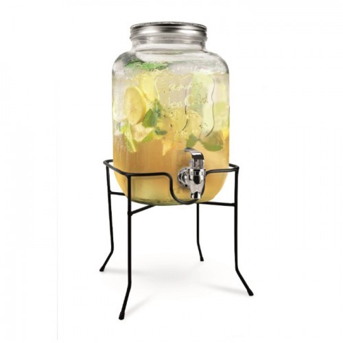 Glass Beverage Dispenser with Stand 5L