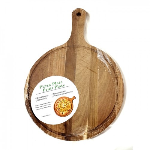 Pizza Serving Board Round Dark Wood 35Cm Baking Kitchen Hotel