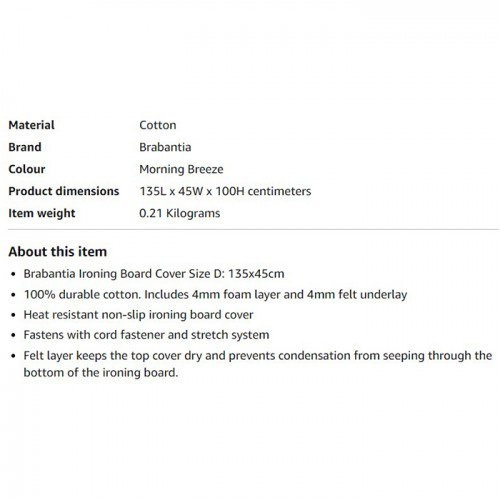 Brabantia Ironing Table D COVER 135x45Cm 8mm Laundry