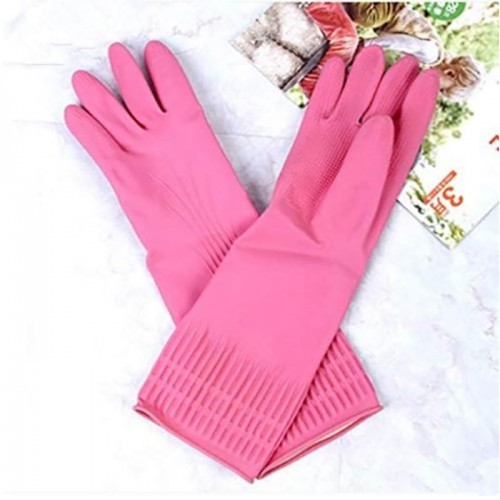Lock and Lock Rubber Gloves Long 42Cm XLarge Pink Kitchen Towel bath