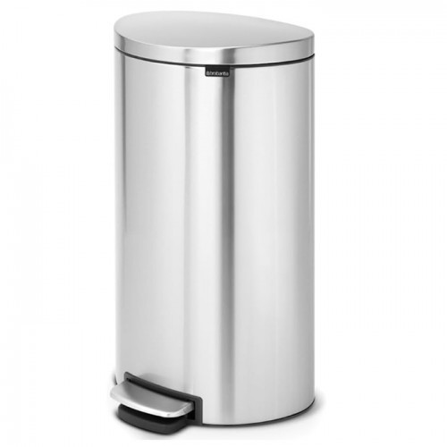 Brabantia Bin Silent Pedal Flat back Space Saving Matt Steel Finger Print Proof 30L Bath Kitchen Hotel