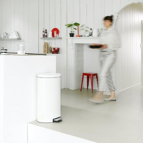 Brabantia Bin Silent Pedal Flat back White Space Saving 30L Bath Kitchen Hotel