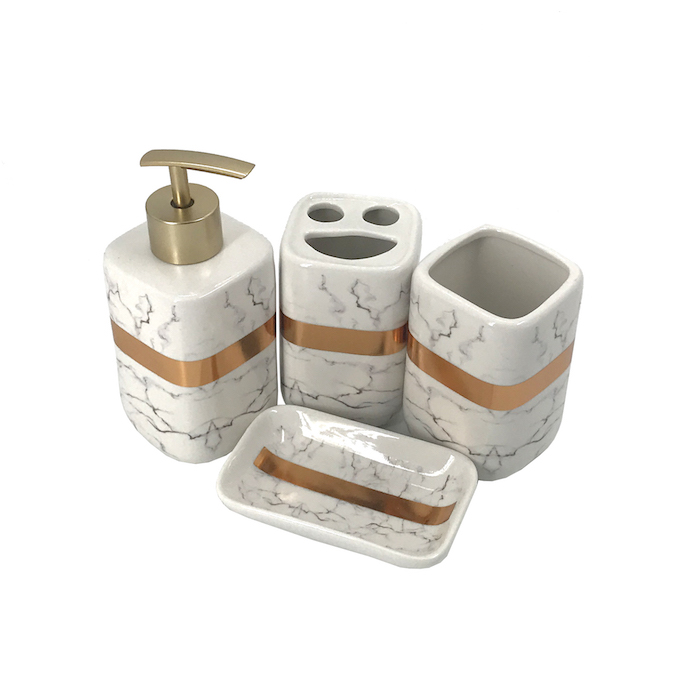 Bathroom Accessory Set Marble With Gold design
