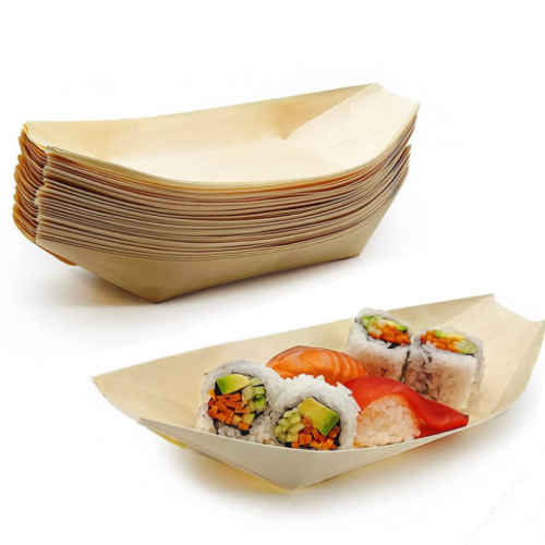 Wooden Boat Tray 140x75mm 1x50Pcs Disposables