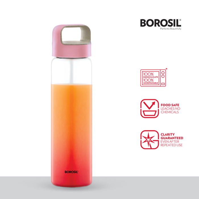 Borosil Neo Glass Bottle Pink 750Ml