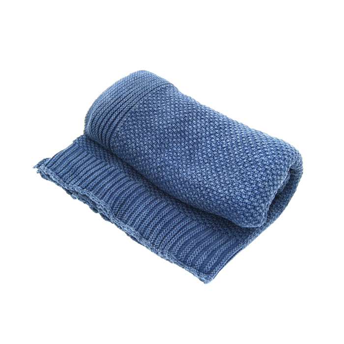 Cotton Knitted Throw Blue 125x150Cm