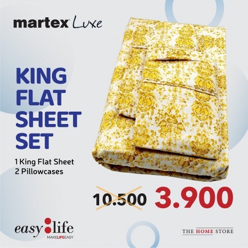 Martex Luxe King Flat Bedsheet Set Yellow