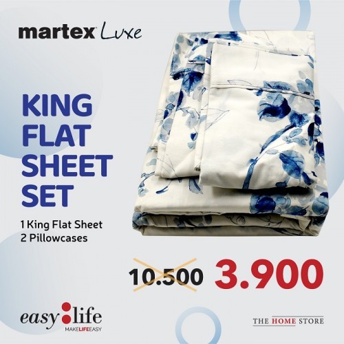 Martex Luxe King Flat  Bedsheet Set Blue