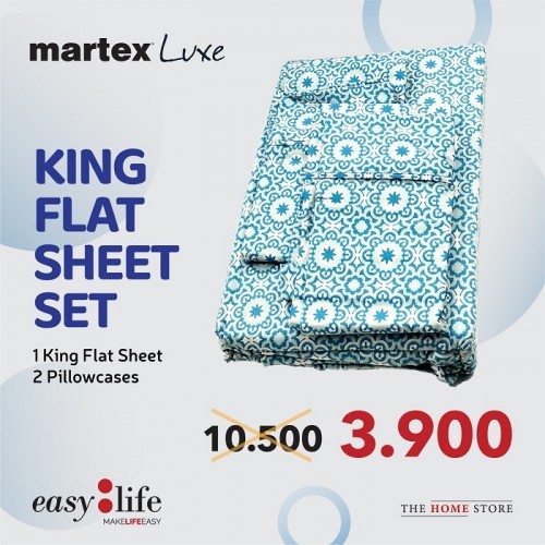Martex Luxe King Flat  Bedsheet Set Blue Design