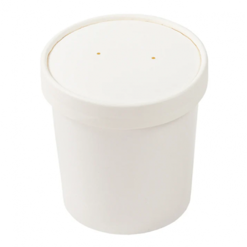 White Disposables Paper Soup Cups No Lid 8 Oz 1set x 50Pcs