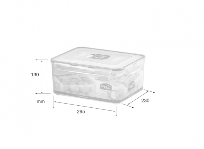 Lock and lock Rectangle Tall Container 6.5L with handle & Tray