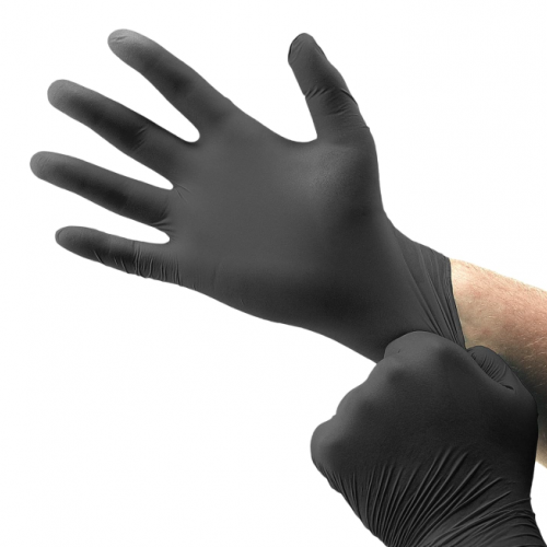 Vinyl Gloves Black Powder-free XLarge 1x100